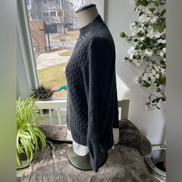 Simply Vera Crystal Neck Knit Layered Sweater, Size L - Picture 6 of 14